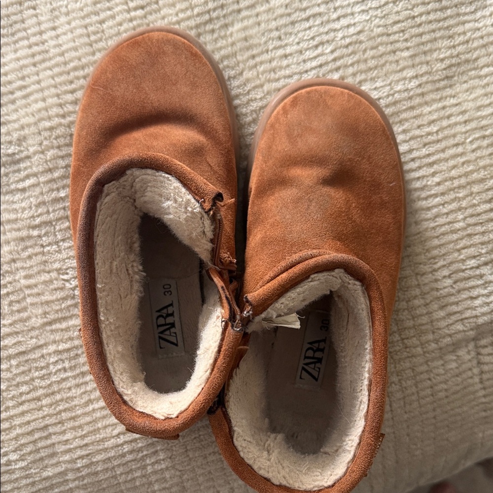 Kids Zara Brown Suede Slip-On Shoes